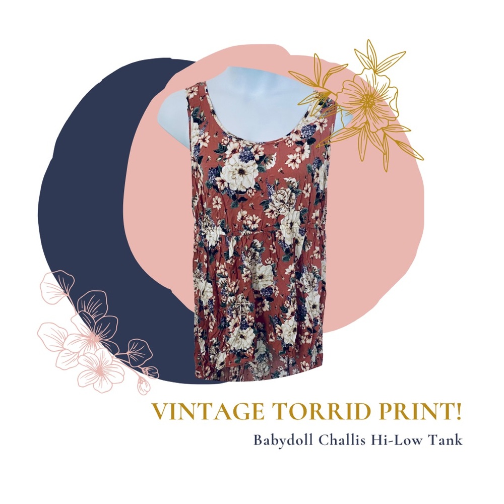 Torrid Babydoll Challis Hi-Low Tank in Floral Pink